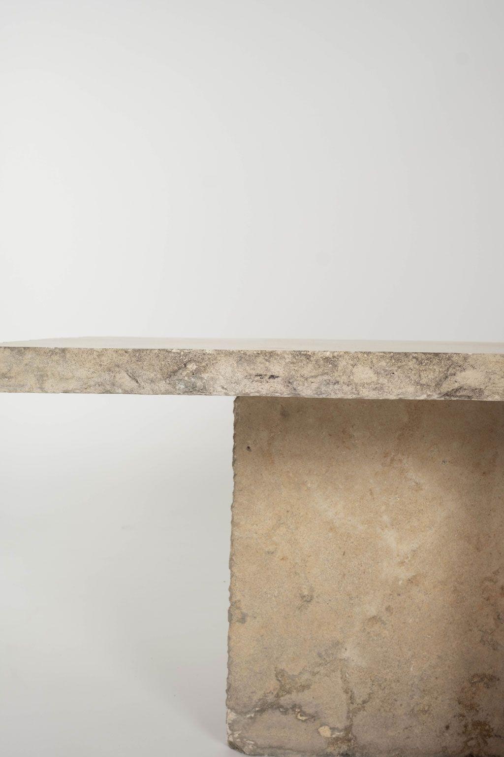 Modern Rectangular Top Limestone Coffee Table