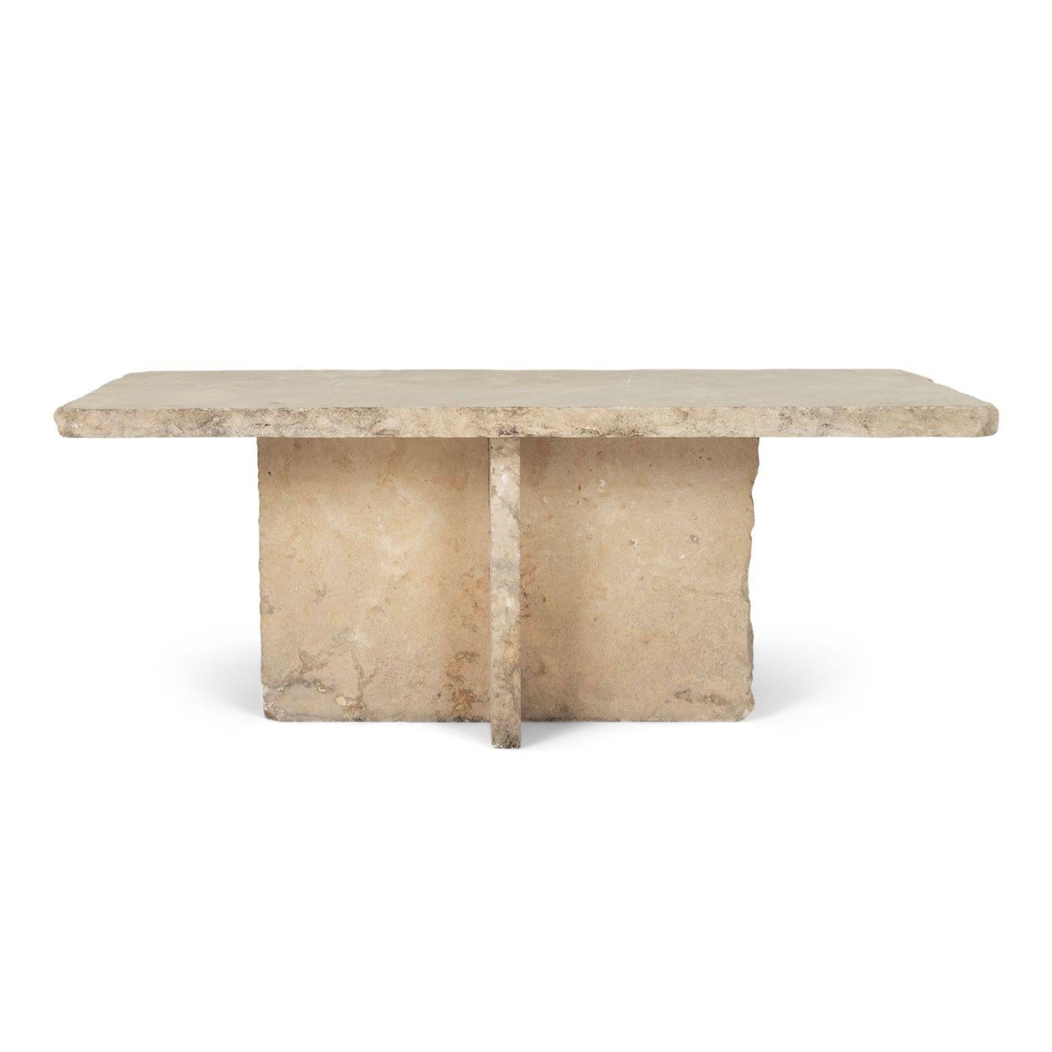 American Rectangular Top Limestone Coffee Table