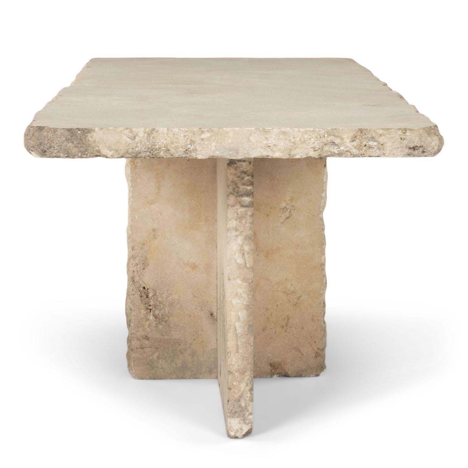 Contemporary Rectangular Top Limestone Coffee Table