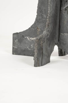 Rectangular Top Tall Antique Slate Table upon Beautifully Shaped Two-Part Base