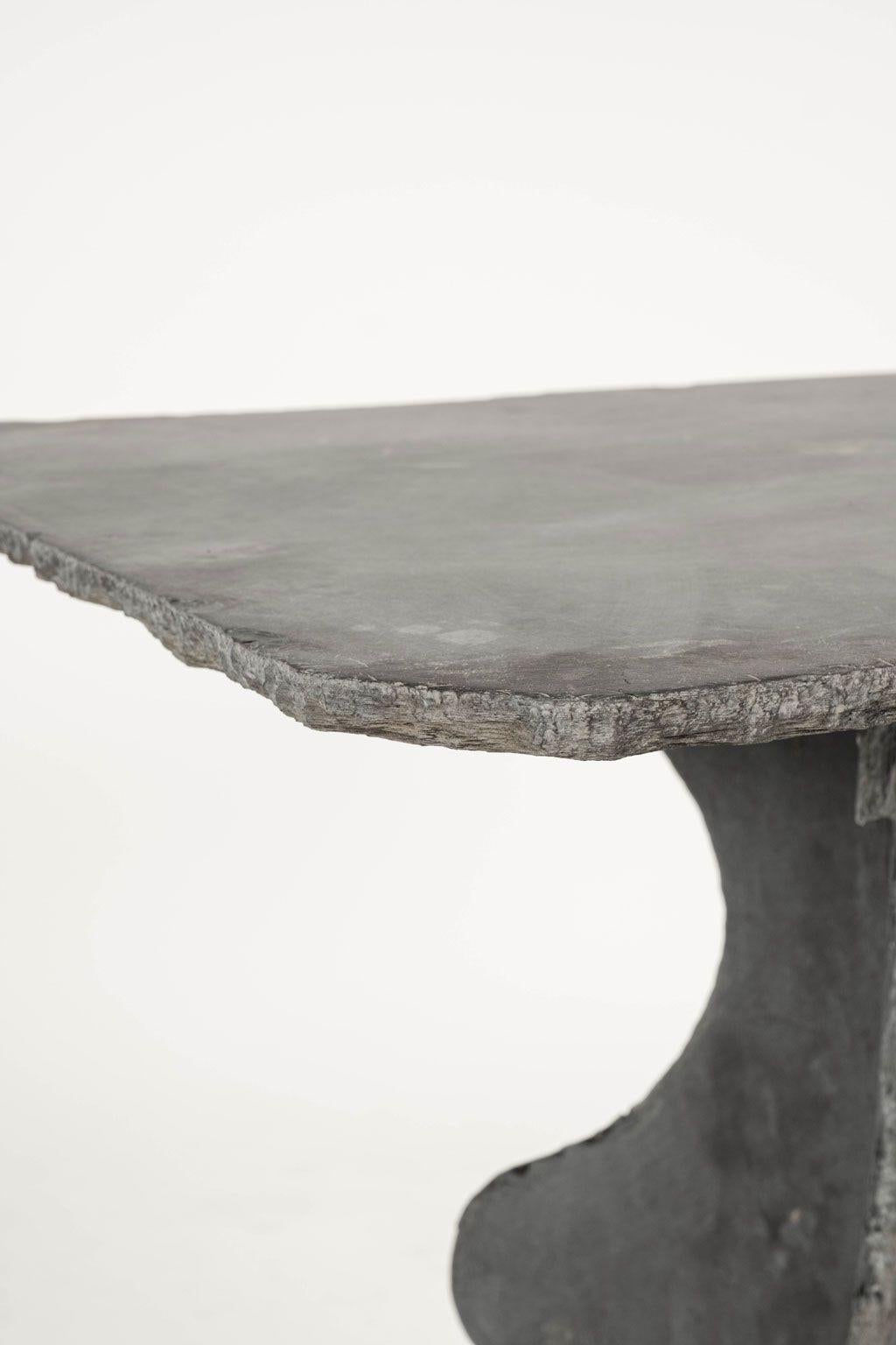 Rectangular Top Tall Antique Slate Table upon Beautifully Shaped Two-Part Base In Fair Condition For Sale In Houston, TX