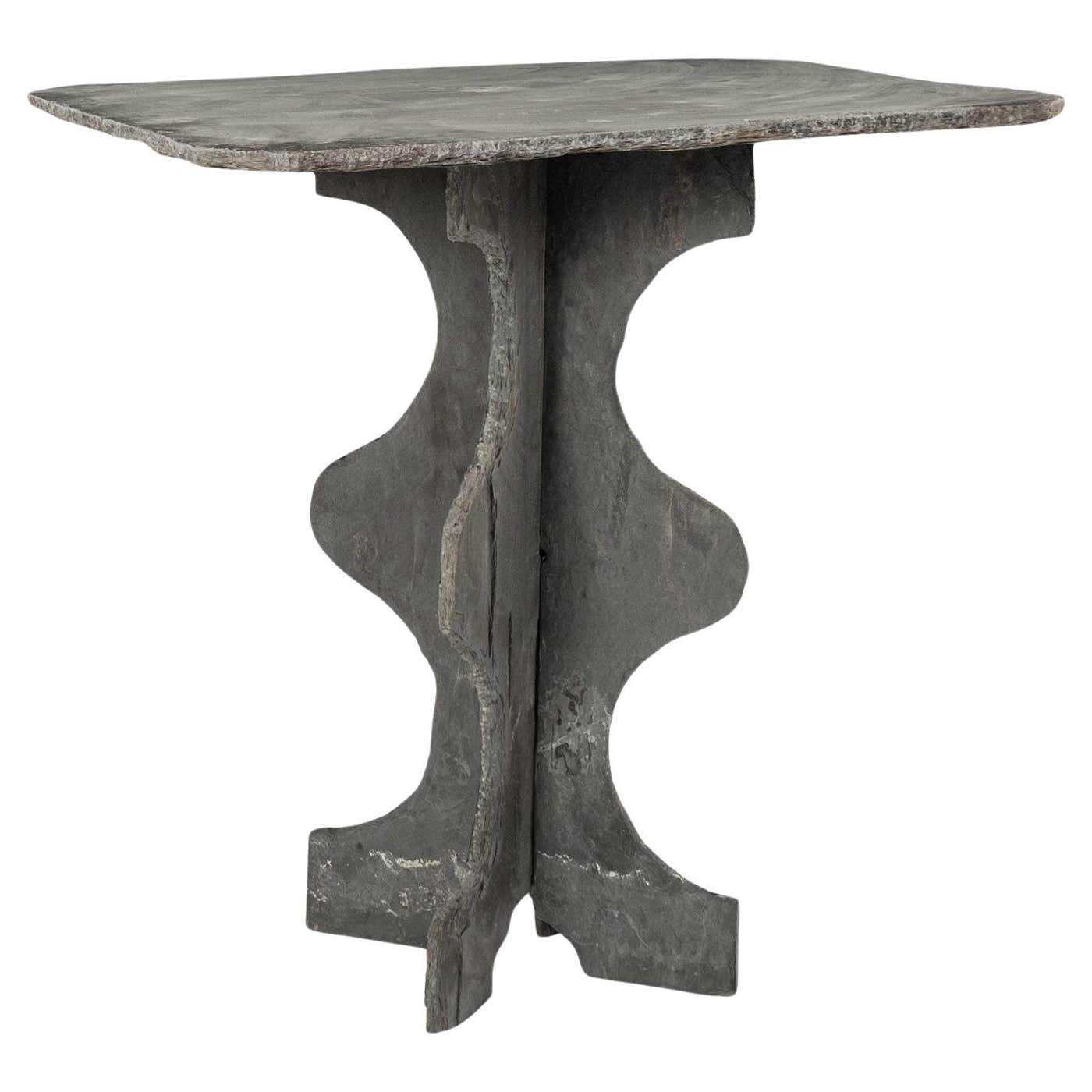 Rectangular Top Tall Antique Slate Table upon Beautifully Shaped Two ...