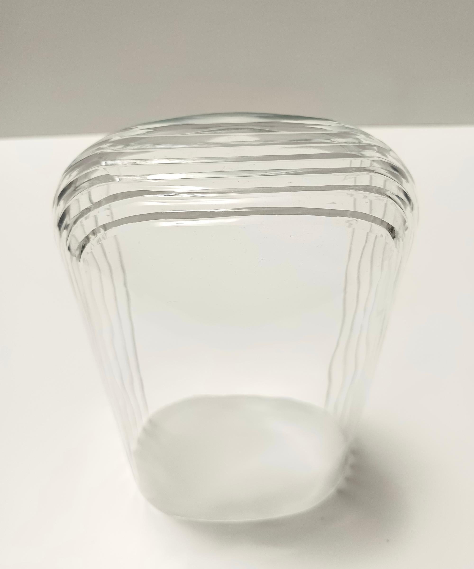 Fine XX secolo Vaso rettangolare in vetro di Murano trasparente di Carlo Moretti, firmato, Italia anni '90 in vendita