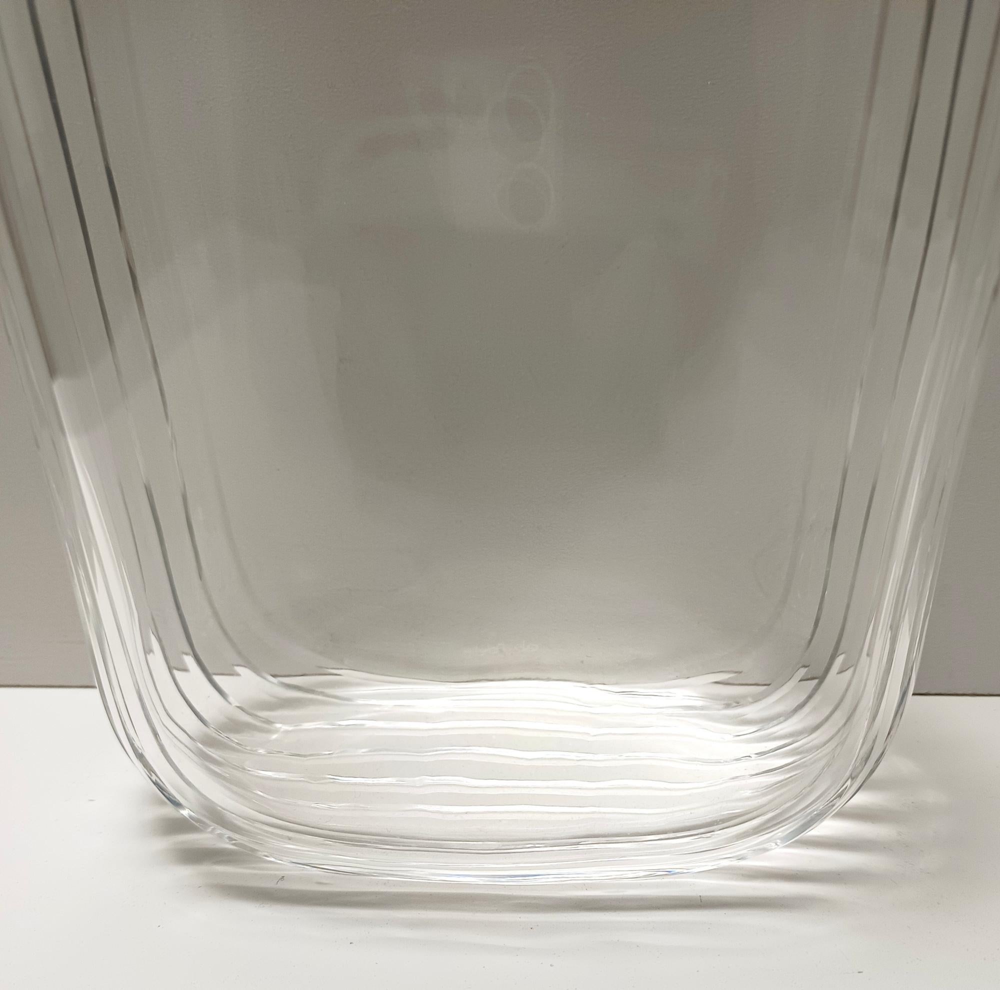 Vetro di Murano Vaso rettangolare in vetro di Murano trasparente di Carlo Moretti, firmato, Italia anni '90 in vendita