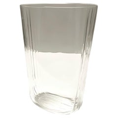 Rectangular Transparent Murano Glass Vase by Carlo Moretti, Signed, Italy 1990s