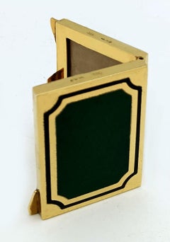 Rectangular travel photo frame with hinges, book-shaped, for 2 photos in silver