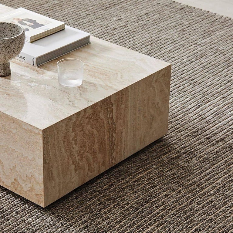 Rectangular Travertine Block Coffee Table in Matt Finish For Sale at