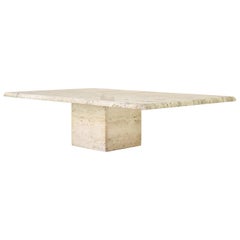Vintage Rectangular Travertine Coffee Table from the 1970s