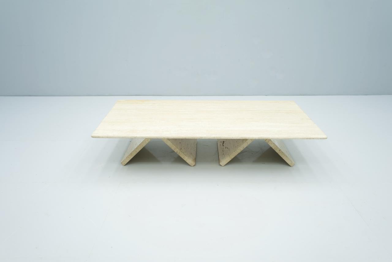 Mid-Century Modern Rectangular Travertine Coffee Table, Italy, 1970s