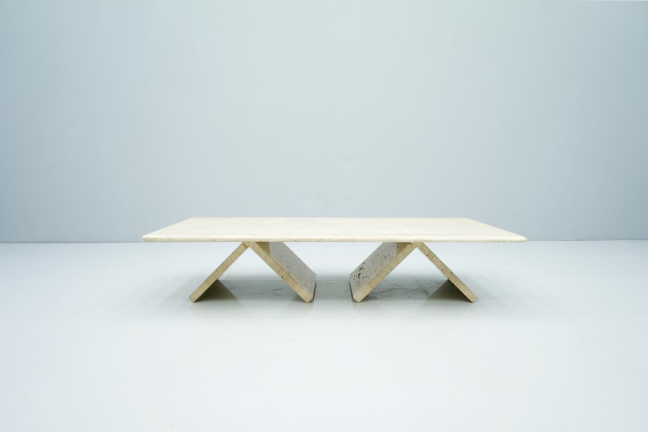 Italian Rectangular Travertine Coffee Table, Italy, 1970s
