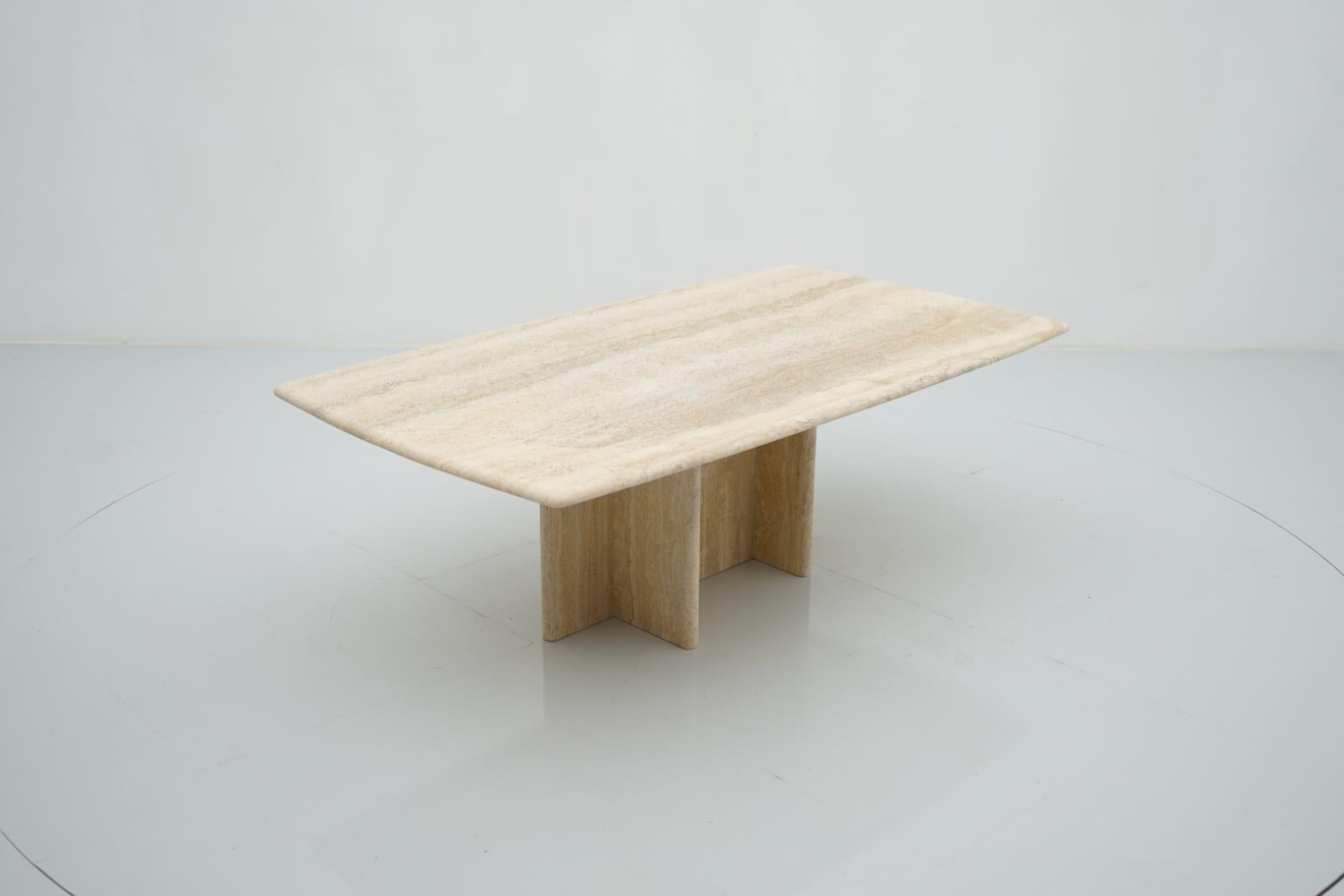 Late 20th Century Rectangular Travertine Coffee Table, Italy 1970s For Sale