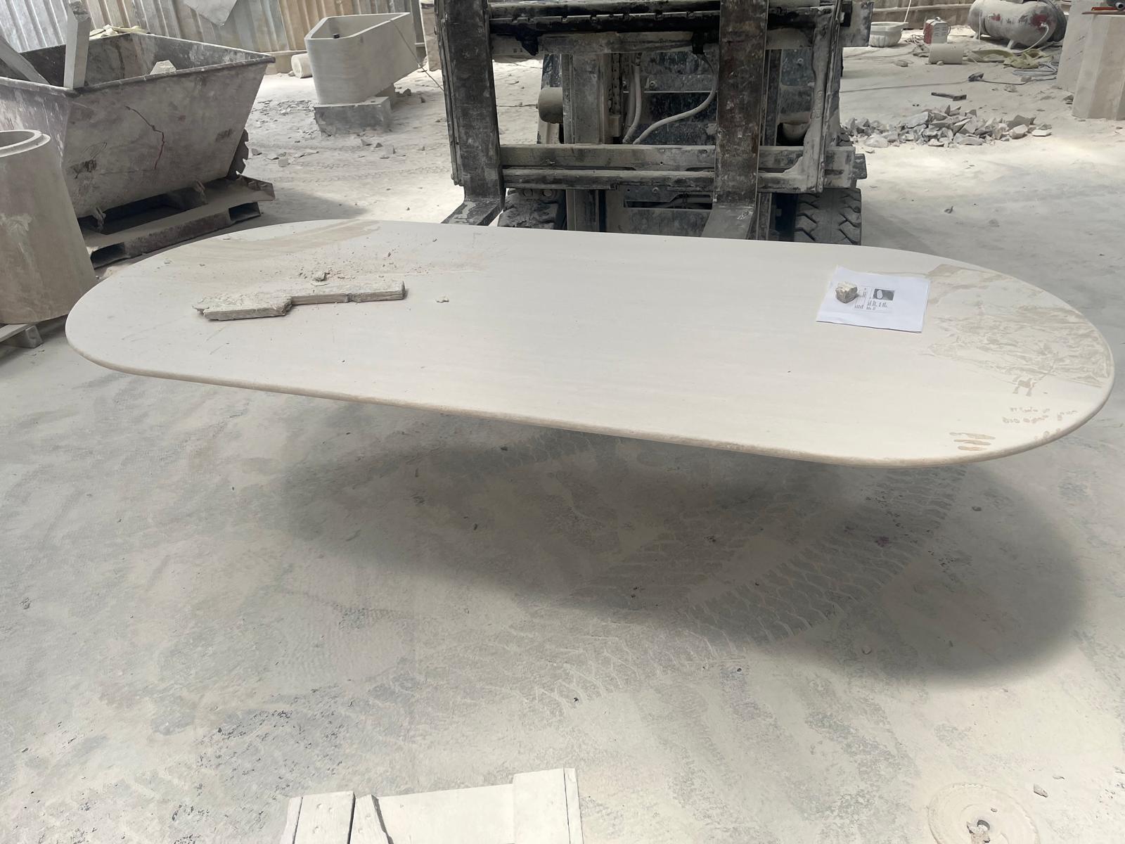 Contemporary Rectangular Travertine Marble Table - Travertine Stone Dining Room Table For Sale