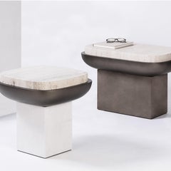 Rectangular Travertine Side Table, Olympia, Stephane Parmentier for Giobagnara