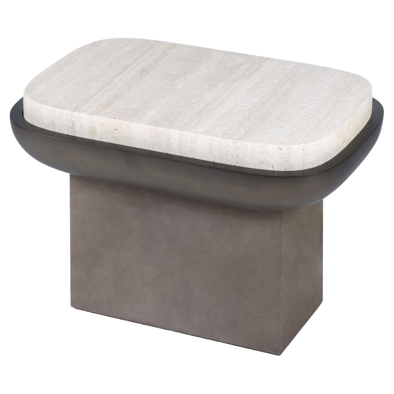 Rectangular Travertine Side Table, Olympia, Stephane Parmentier for Giobagnara For Sale