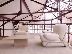 Rectangular Travertine Table, Roche Bobois, 1970