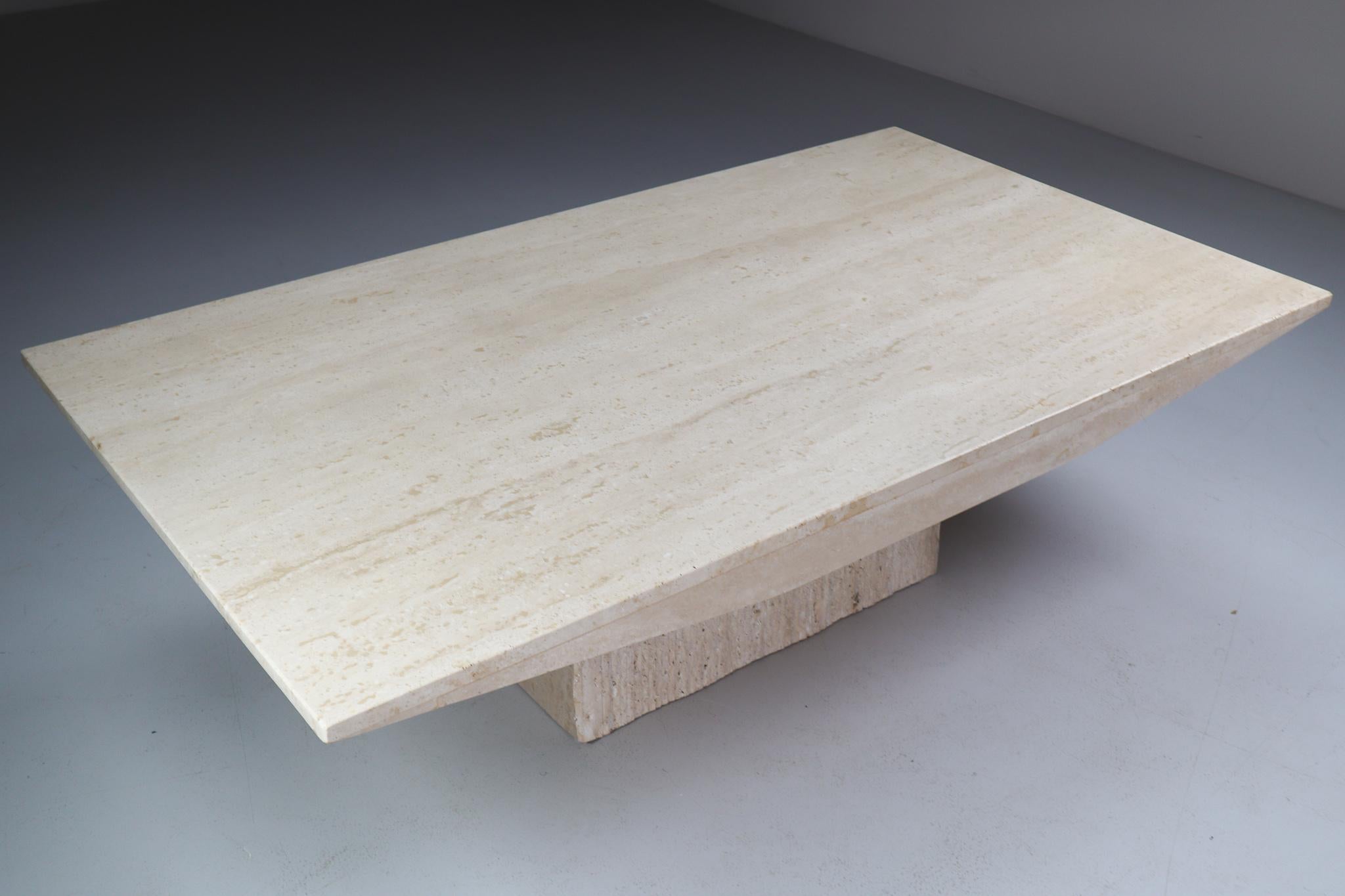 20th Century Rectangular Travertine Top Coffee Table, Italy, 1970
