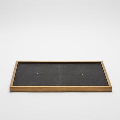 Rectangular Tray in Black Shagreen with Bronze Patina Brass by Kifu Paris