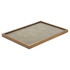 Rechteckiges Tablett aus grauem Chagrin mit Bronze Patina Messing von Kifu Paris