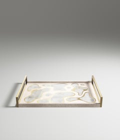 Rectangular Tray in in Cream Shagreen with Bronze-Patina Brass by Kifu Paris
