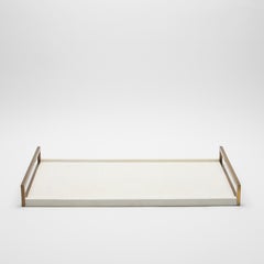 Rectangular Tray in Natural Cream Shagreen Bronze Patina Brass by R&Y Augousti