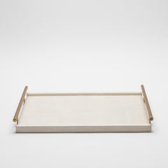 Rectangular Tray in Natural Cream Shagreen Bronze Patina Brass by R&Y Augousti