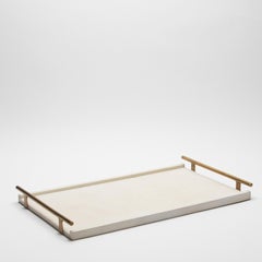 Rectangular Tray in Natural Cream Shagreen Bronze Patina Brass by R&Y Augousti