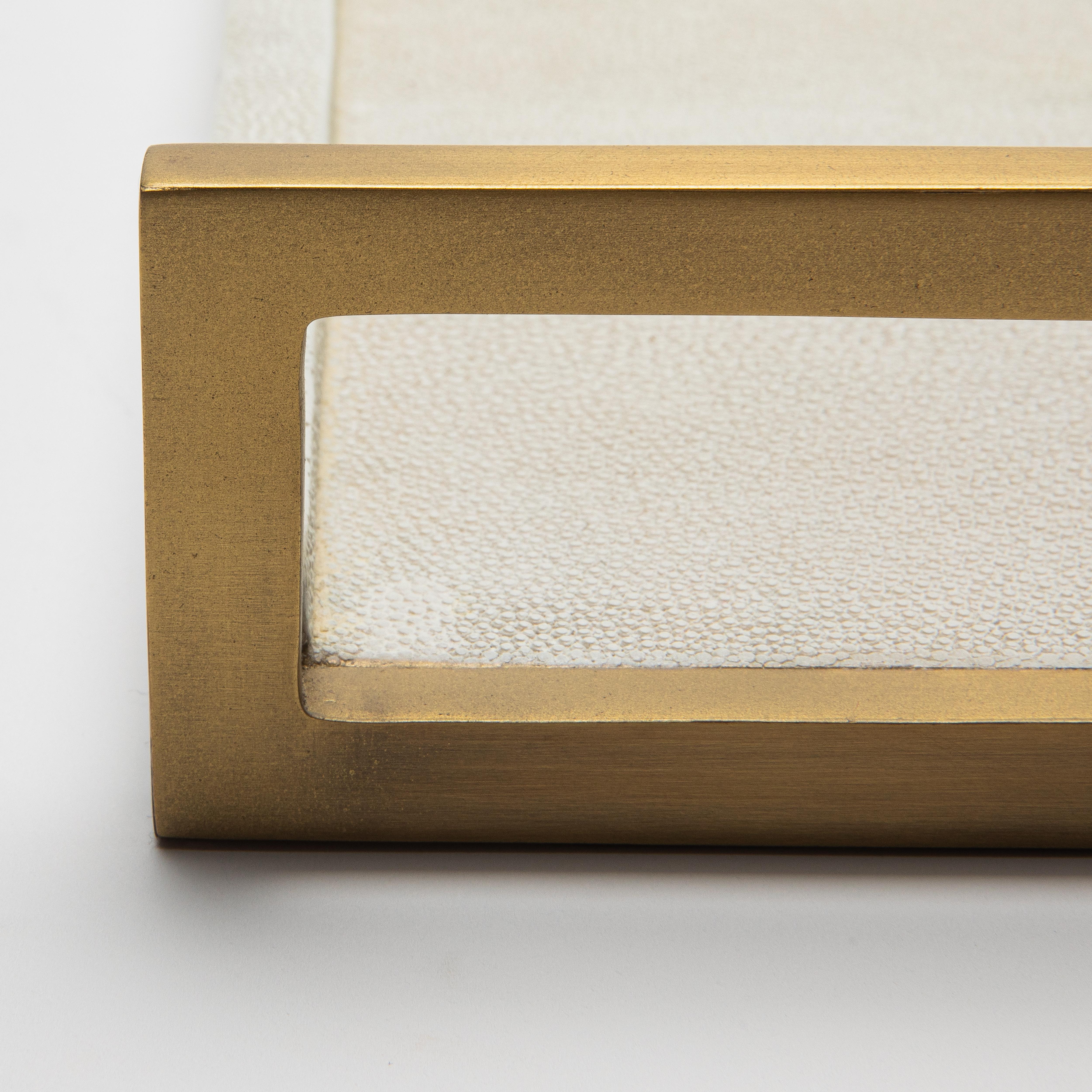 Rectangular Tray in Natural Cream Shagreen Bronze Patina Brass by R&Y Augousti For Sale 2