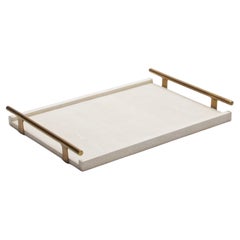 Rectangular Tray in Natural Cream Shagreen Bronze Patina Brass by R&Y Augousti