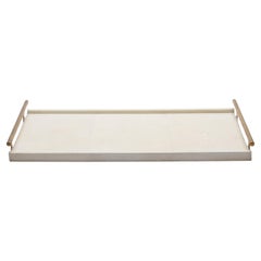 Rectangular Tray in Natural Cream Shagreen Bronze Patina Brass by R&Y Augousti