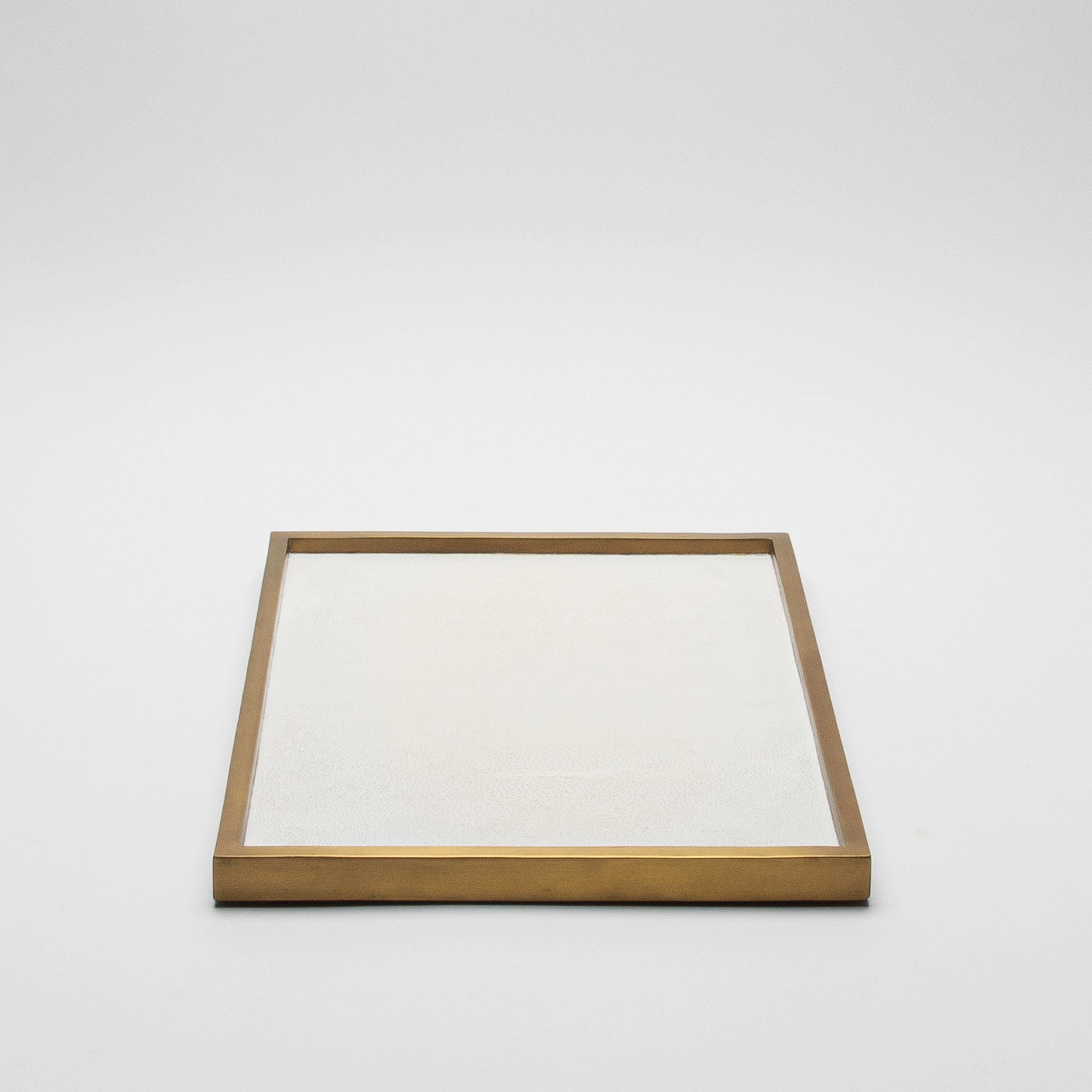 Philippine Rectangular Tray in Shagreen with Bronze Patina Brass by Kifu Paris For Sale