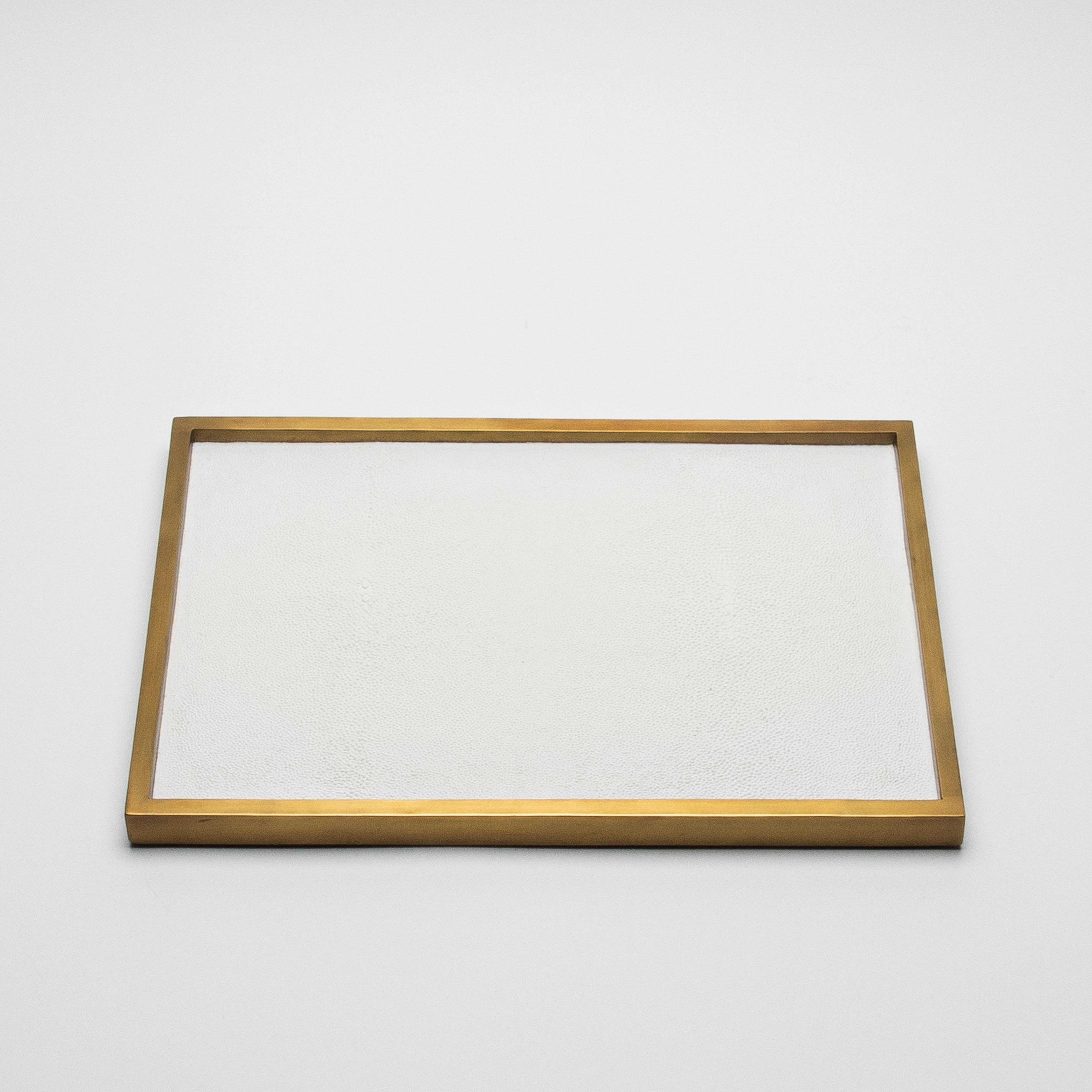 Rectangular Tray in Shagreen with Bronze Patina Brass by Kifu Paris In New Condition For Sale In West Hollywood, CA