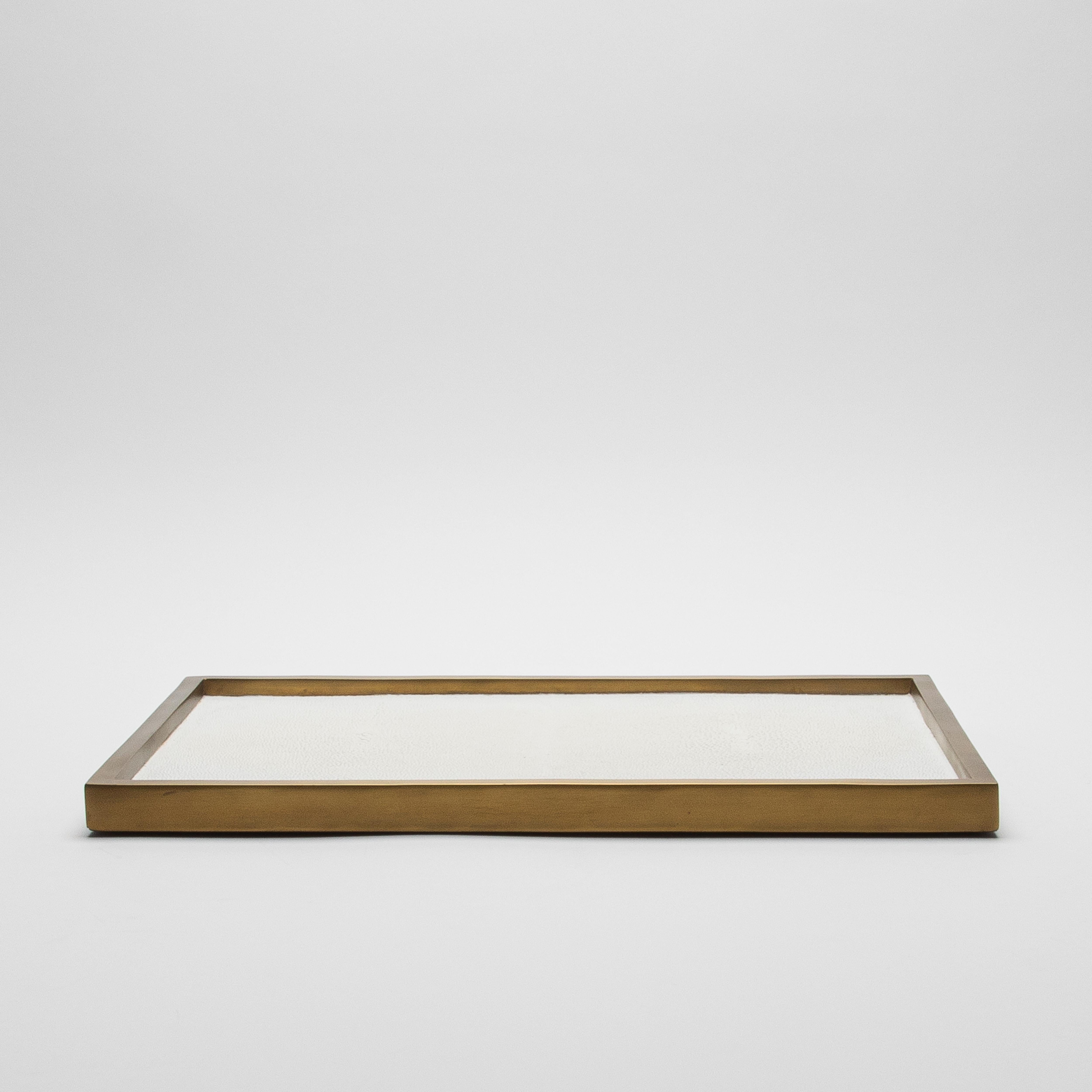Contemporary Rectangular Tray in Shagreen with Bronze Patina Brass by Kifu Paris For Sale