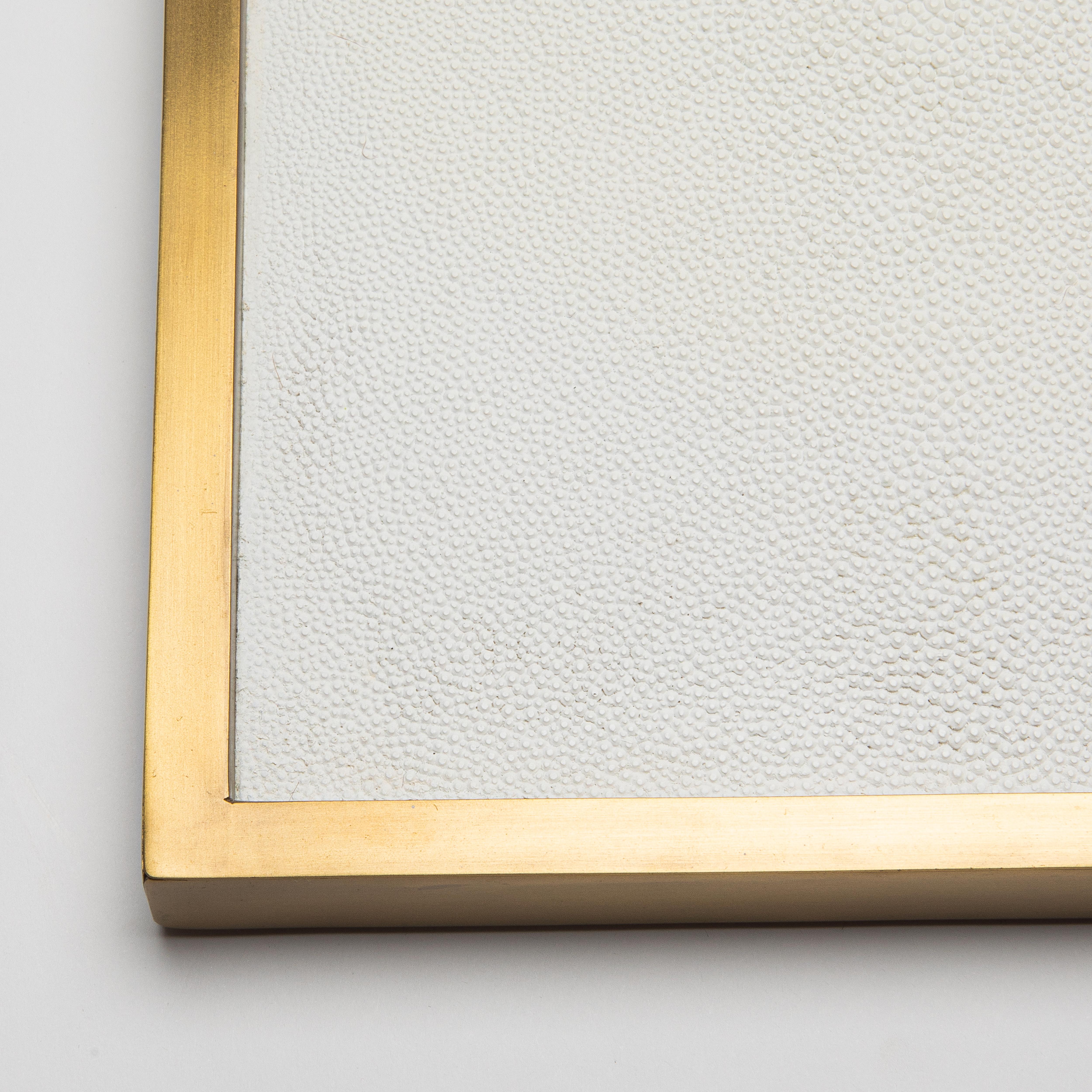 Rectangular Tray in Shagreen with Bronze Patina Brass by Kifu Paris For Sale 1