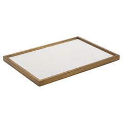 Rechteckiges Tablett in Chagrinleder mit Bronze-Patina aus Messing von Kifu Paris