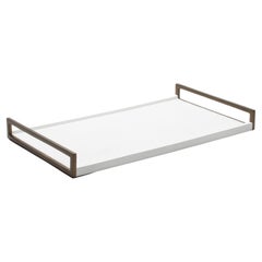 Rectangular Tray in White Shagreen with Bronze Patina Brass by R&Y Augousti