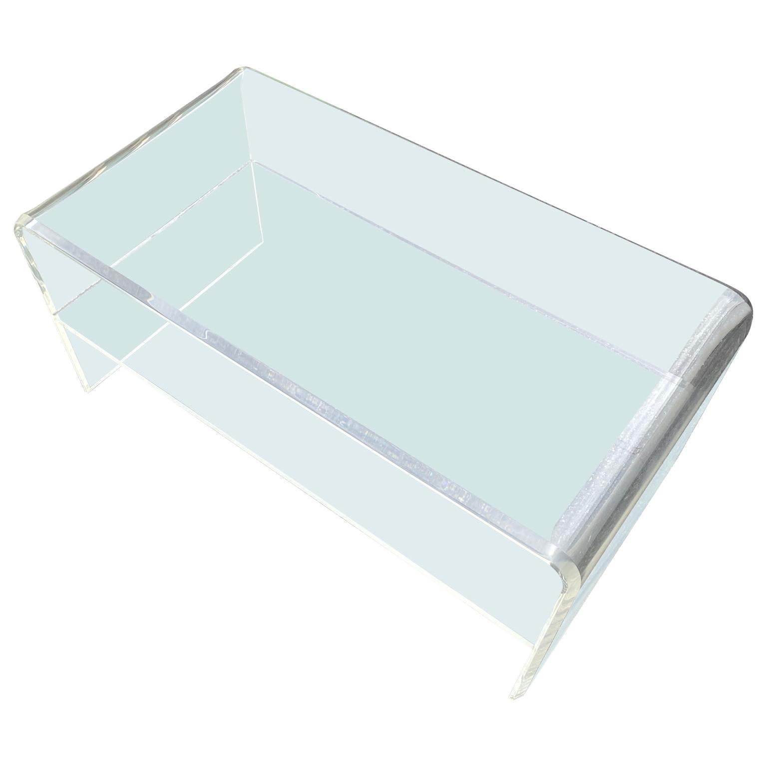 lucite waterfall coffee table