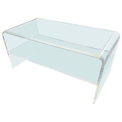 Rectangular Two-Tier Lucite "Waterfall" Coffee Table With Thick Bevelled Edges
