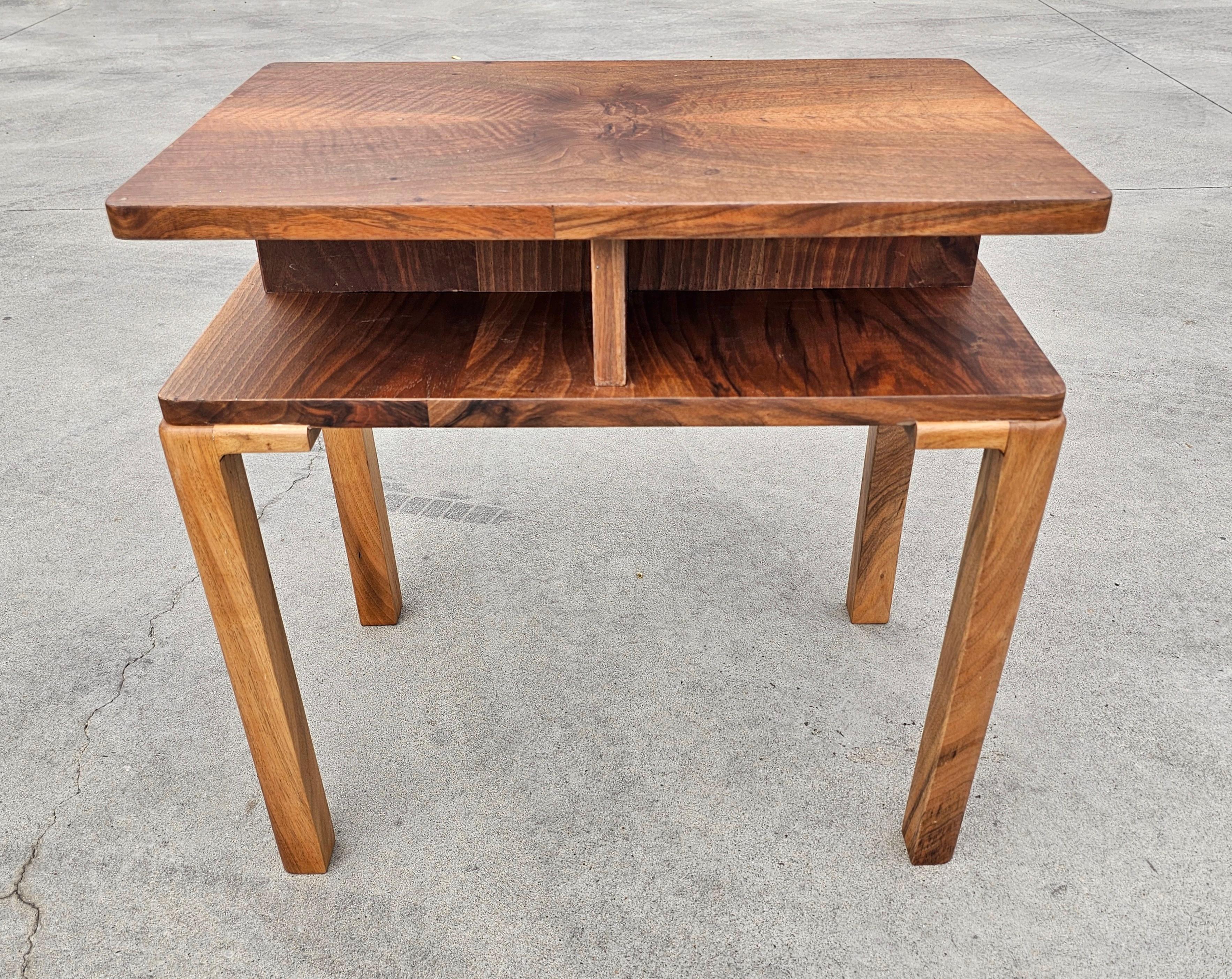 Rectangular Two Tiered Art Deco Walnut Side Table, Austria 1930s For Sale 6