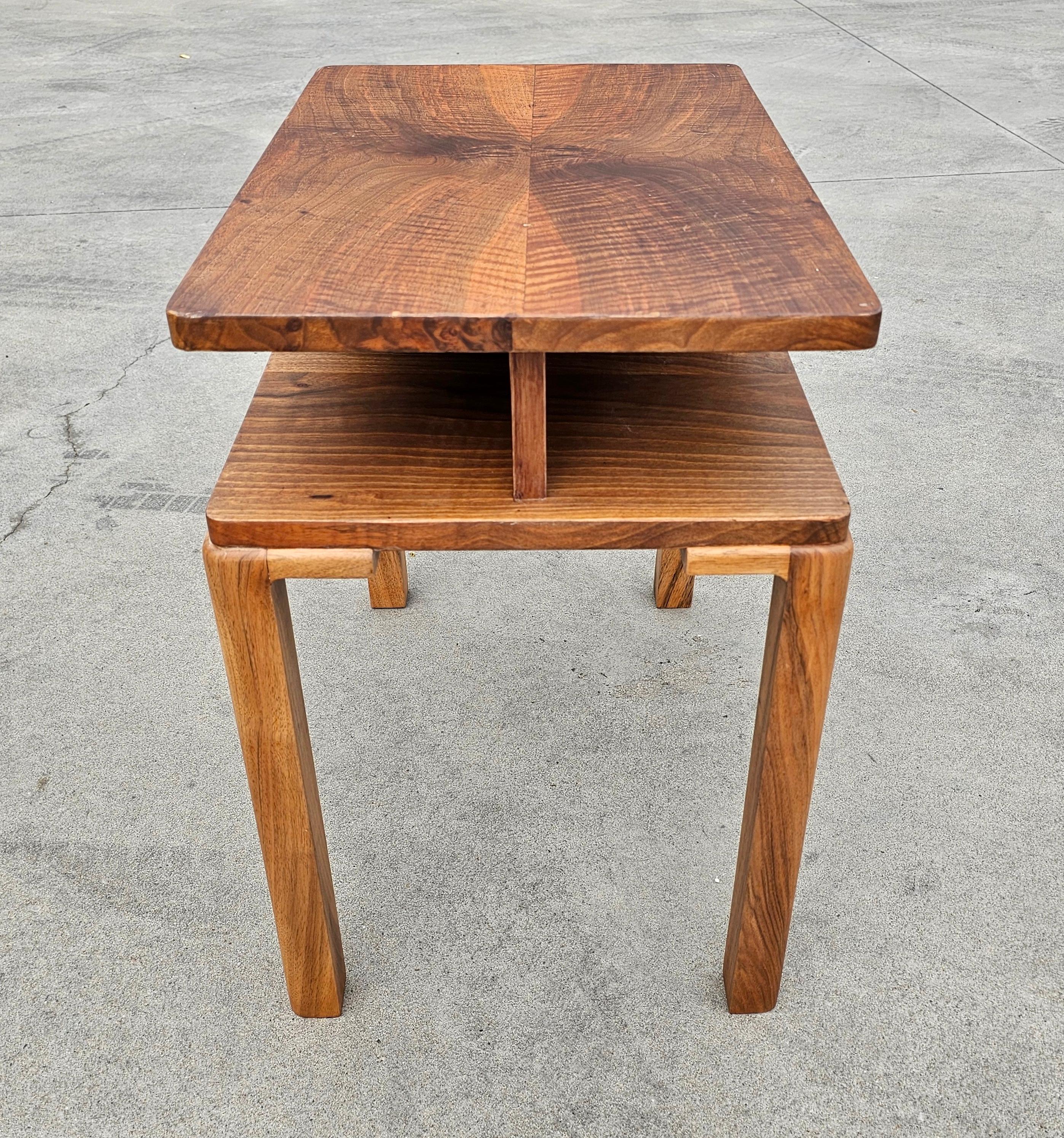 Rectangular Two Tiered Art Deco Walnut Side Table, Austria 1930s For Sale 7