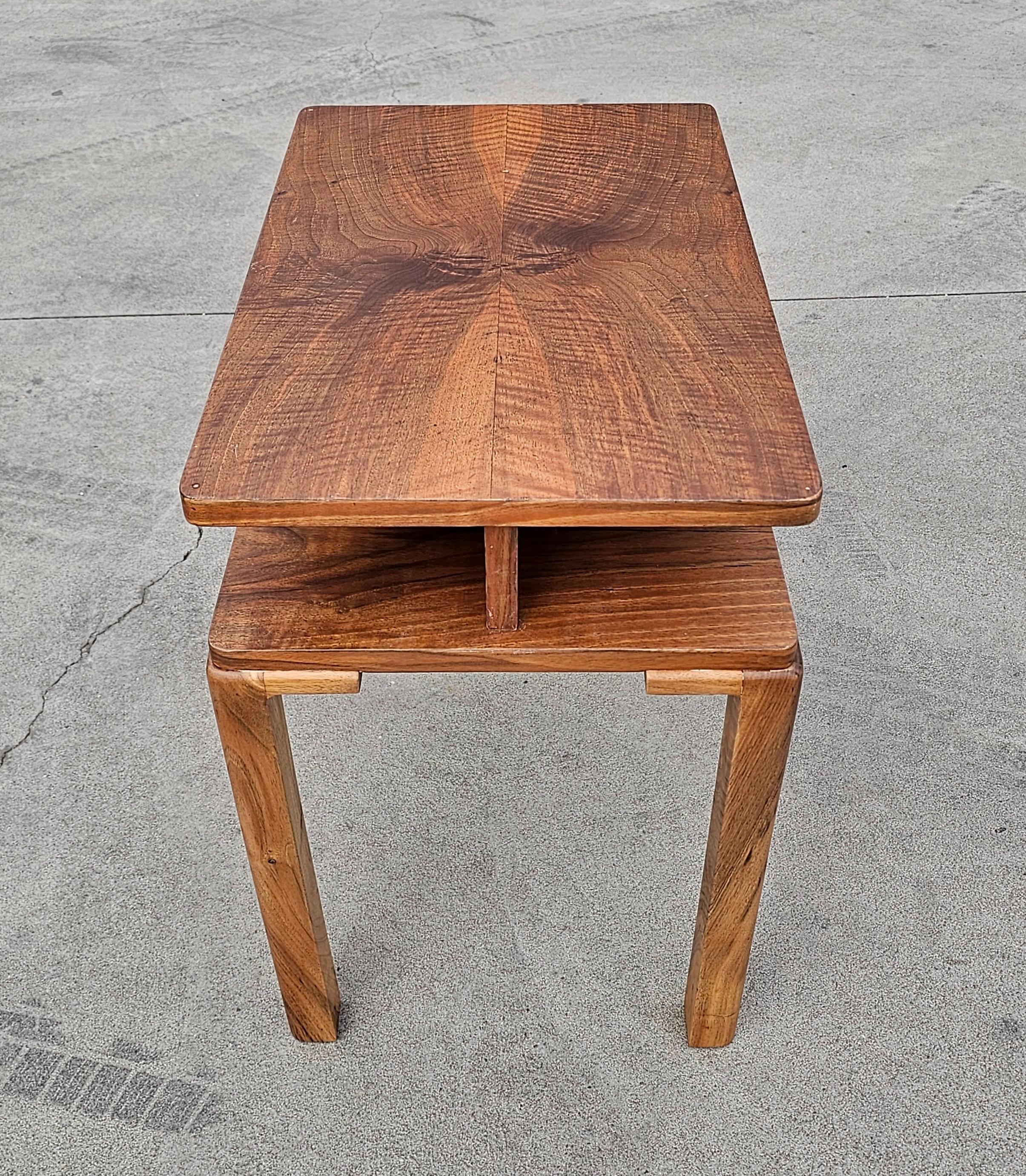 Mid-20th Century Rectangular Two Tiered Art Deco Walnut Side Table, Austria 1930s For Sale