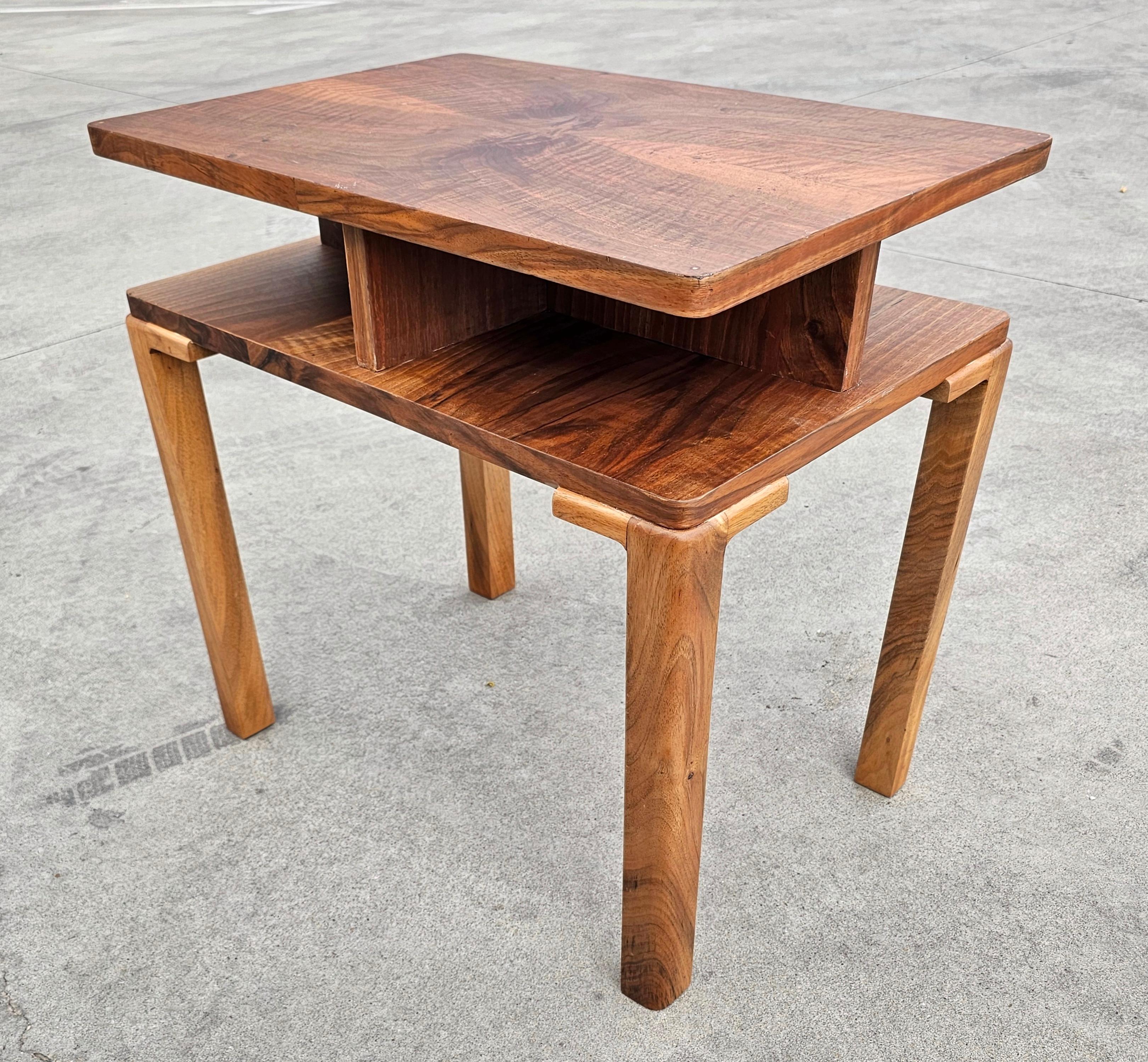 Rectangular Two Tiered Art Deco Walnut Side Table, Austria 1930s For Sale 4