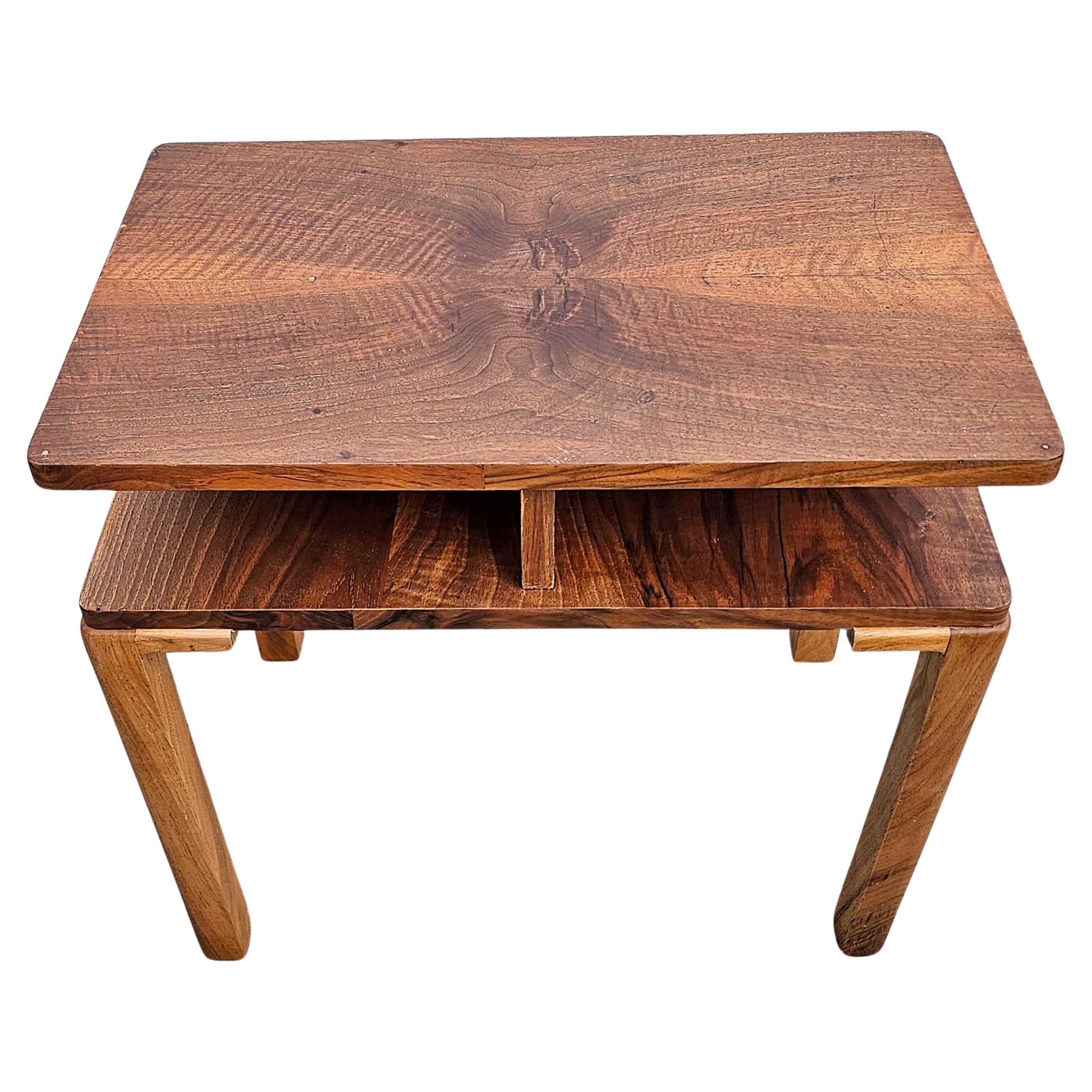 Rectangular Two Tiered Art Deco Walnut Side Table, Austria 1930s For Sale