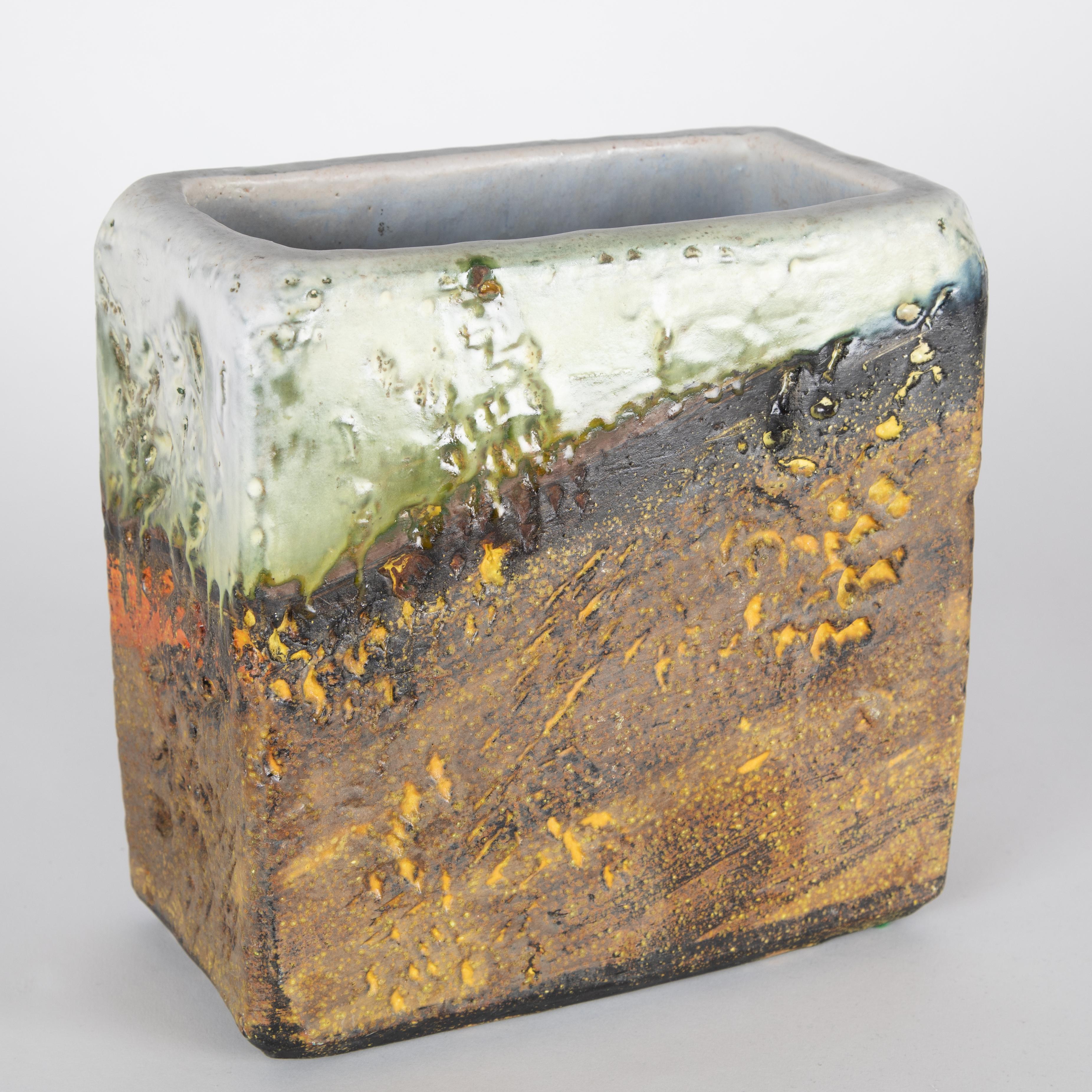 Rectangular Vase by Marcello Fantoni, circa 1960s In Good Condition For Sale In Brooklyn, NY