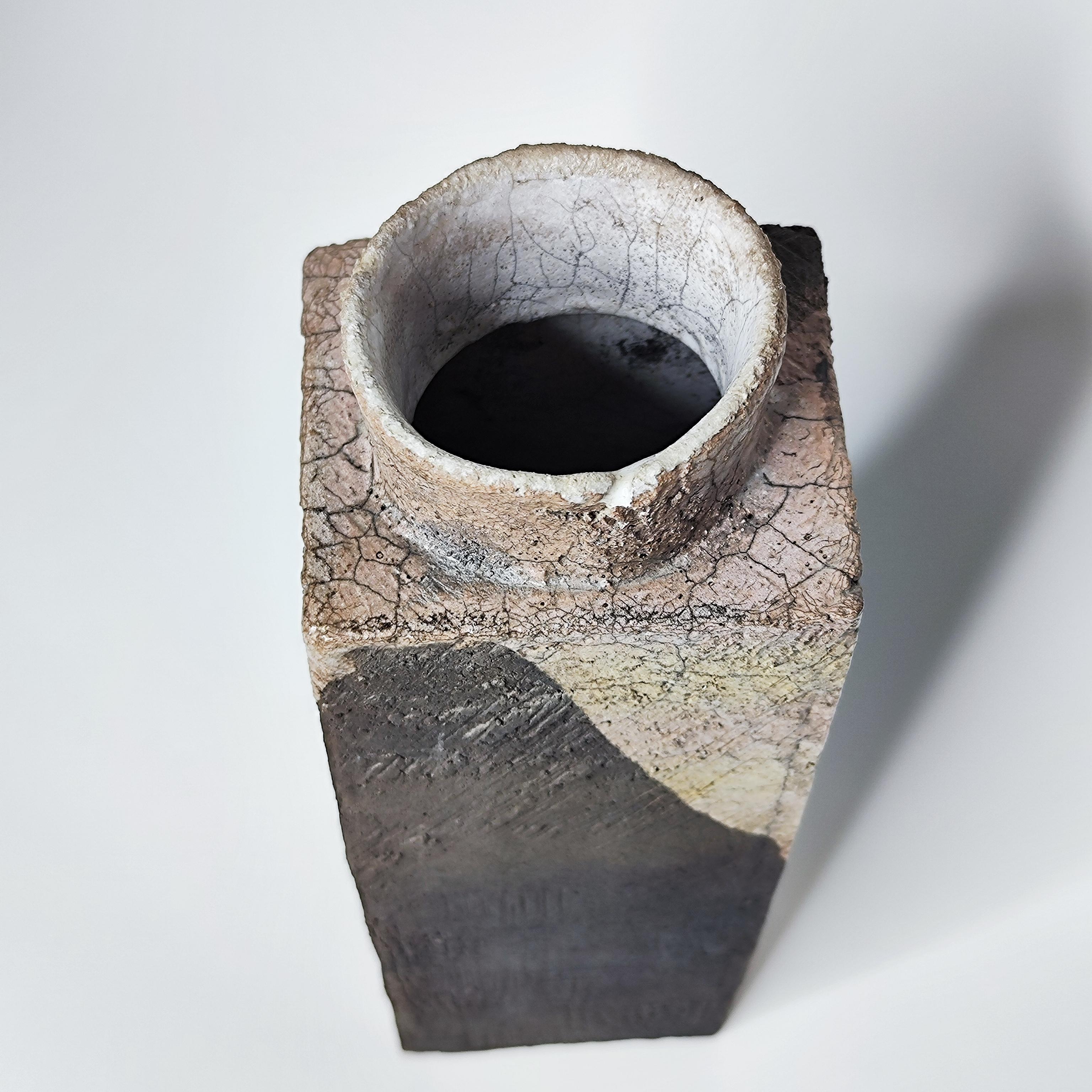 Vaso rettangolare in gres e ceramica - La Borne - 1960 - anni '60 in vendita 1