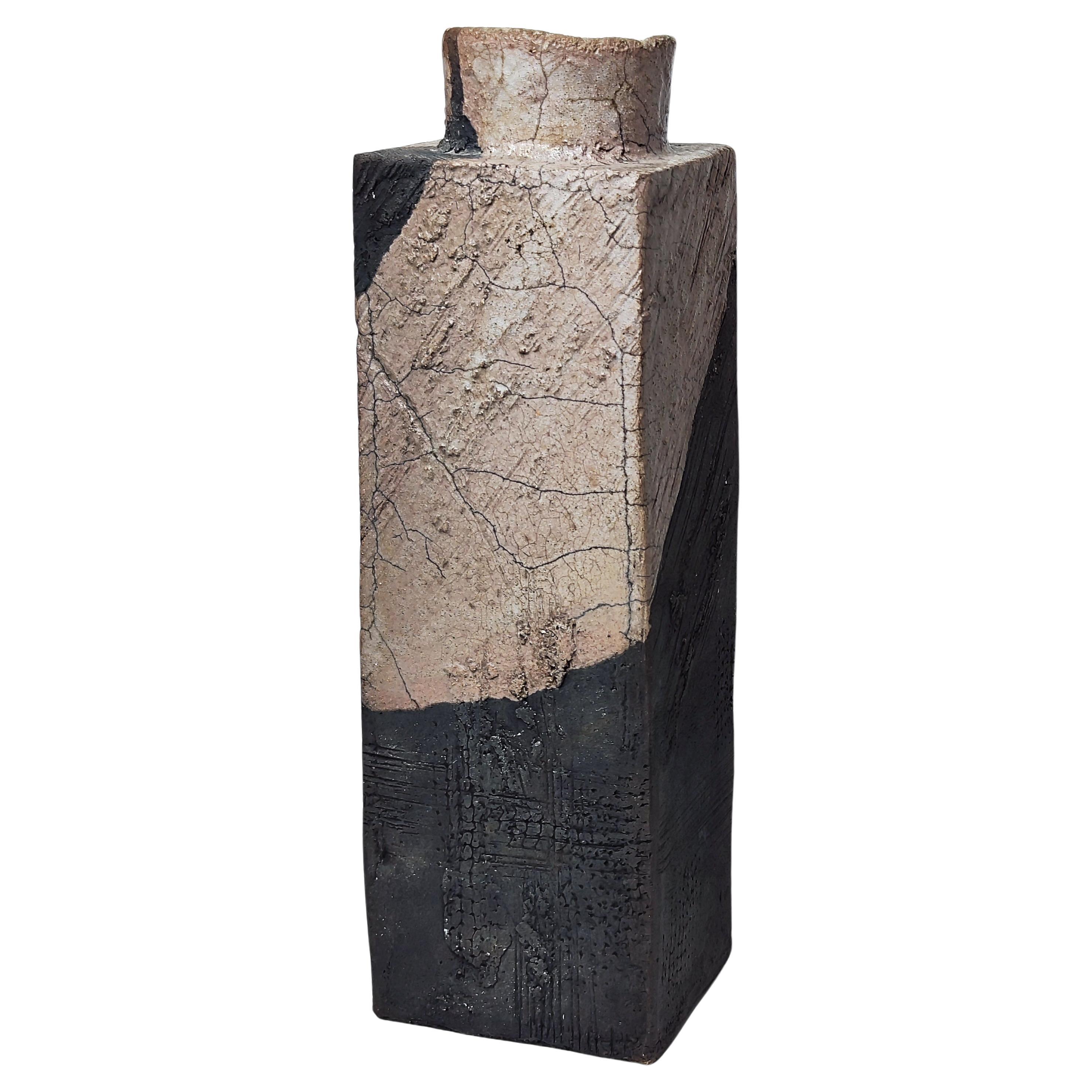 Rectangular vase in stoneware and ceramic - La Borne - 1960 - 60s