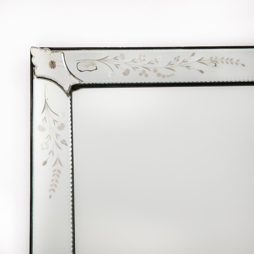 Rectangular Venetian mirror with delicate decoration France 1950s 2