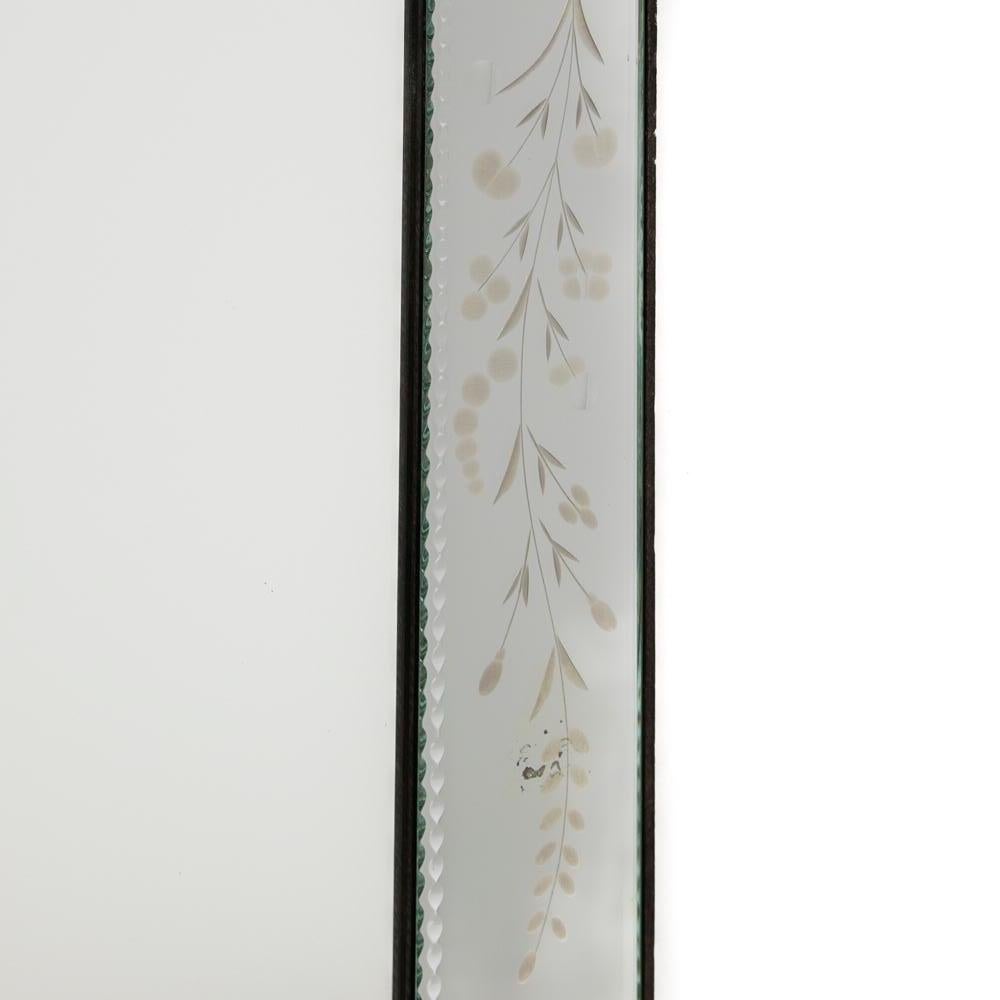 Faceted Rectangular Venetian mirror with delicate decoration France 1950s