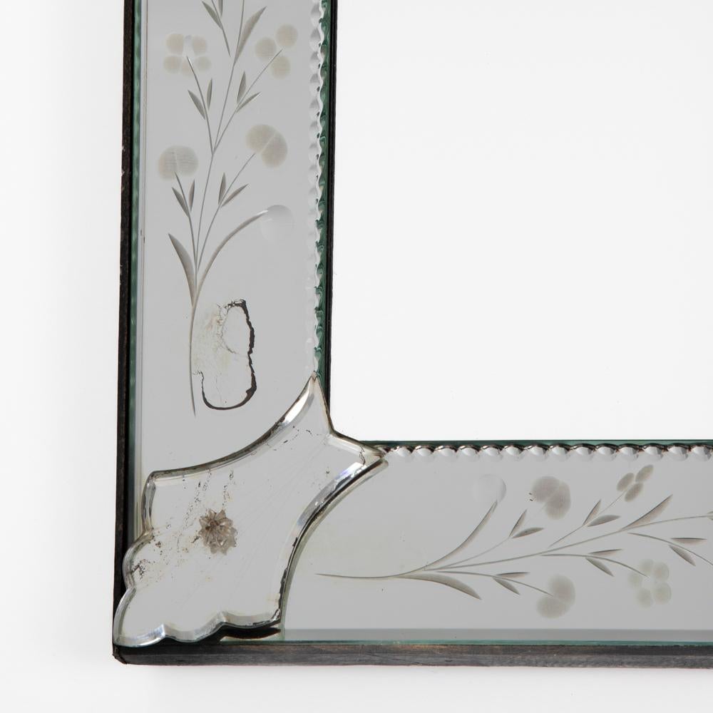 Mid-20th Century Rectangular Venetian mirror with delicate decoration France 1950s