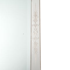 Rectangular, Venetian Mirror with Narrow Ornate Frame France 1940-ies