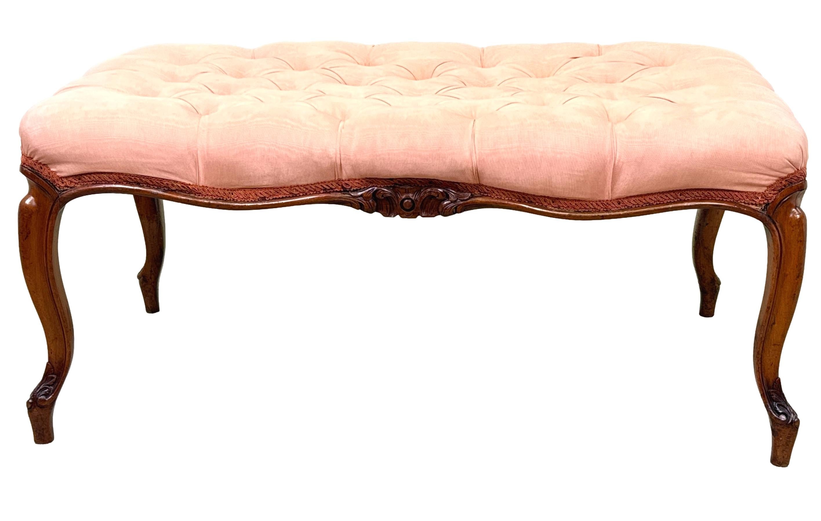 Rectangular Victorian Walnut Salon Stool For Sale 6